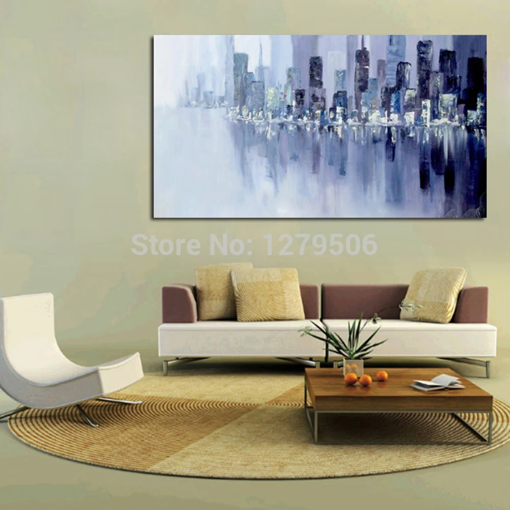 

wholsale Large 100% hand painted abstract modern city oil painting on canvas wall art picture for living room bedroom decoration