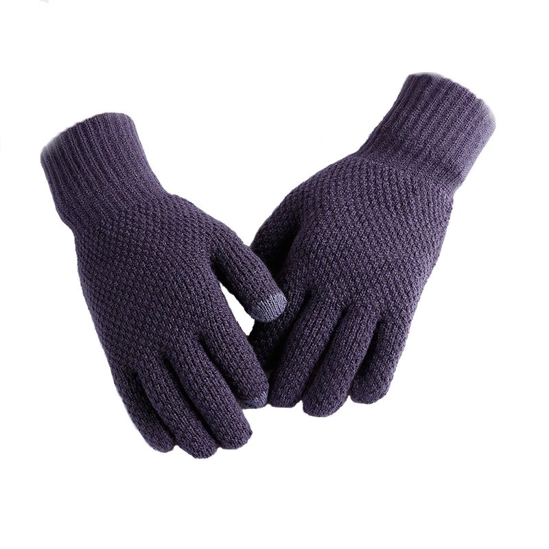 Зимние осенние мужские вязаные перчатки с сенсорным экраном высокого качества женские утепленные шерстяные кашемировые однотонные