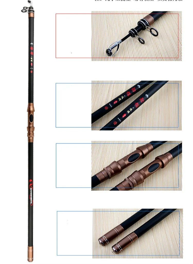 Telescópica de Carbono Vara de Pesca Equipamento de Pesca Portátil Ultra-leve Distância Jogando Olta Longas Seções Canne 2.7 m 3.0 3.6 3.9 5 Telescópica de carbono Vara De Pesca Portátil
