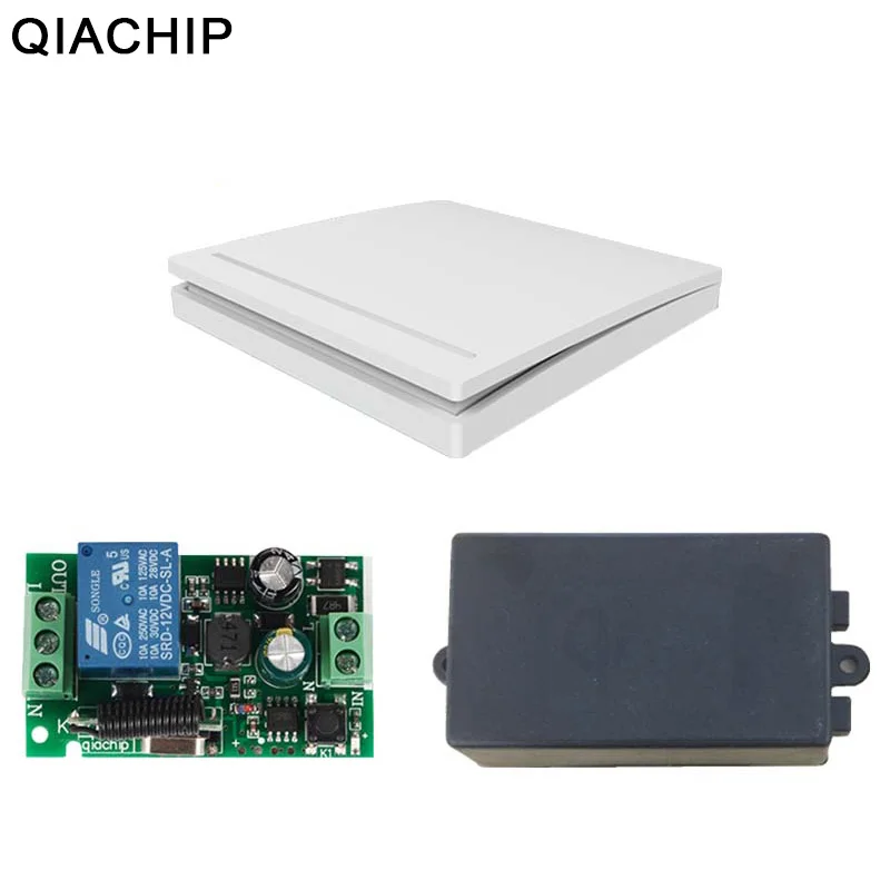 

QIACHIP Remote Control Switch AC 220V 110V 120V 240V Wireless Lights Switches Receiver RF Relay + 433Mhz Wall Panel Transmitter