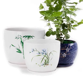 

Ceramic Flower pots Creative Chinese style meaty bonsai green plant pot Spot wholesale 2 pcs set flower pot