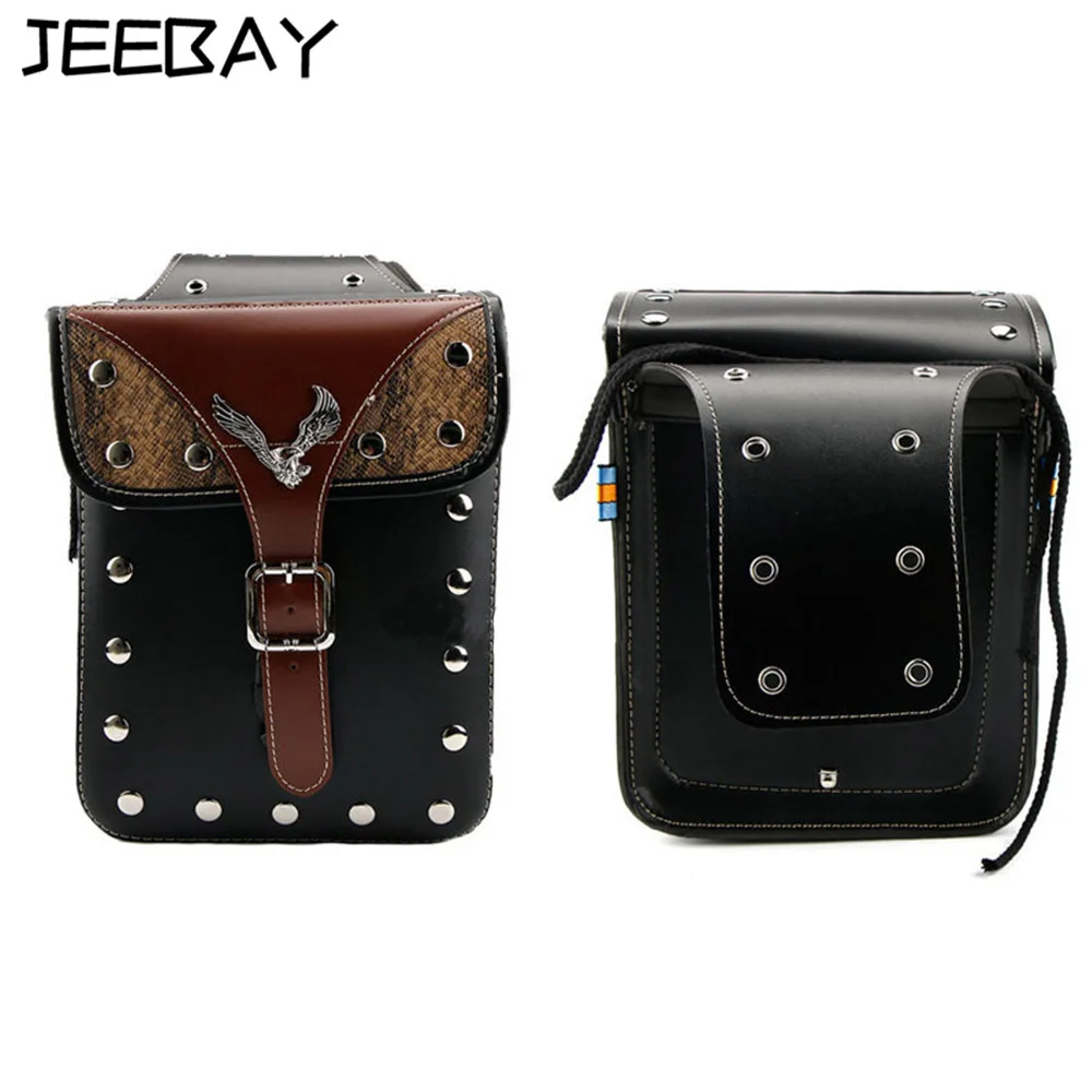 

New Metal Eagle Logo motorcycle side bag waterproof leather Saddle Bags motorbike luggage motocross toolbox Accessories