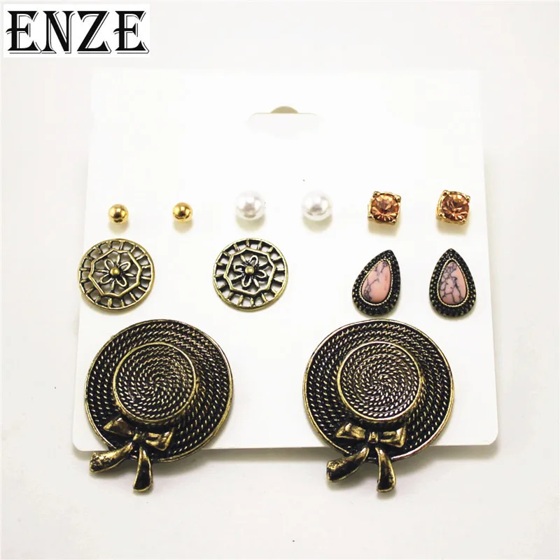 Женские серьги с имитацией жемчуга ENZEfashion новые золотистого цвета круглым сотом