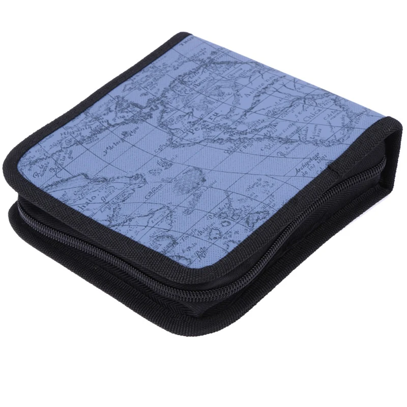 prativerdi World Map Pattern CD Box DVD Storage Bag Carry Case Organizer Sleeve Nylon Wallet Cover For Home Or Car CD Package5