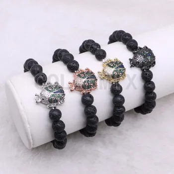 

5 pieces black bracelets with micro insect charm bracelet bangle wholesale jewelry handcrafted beaded bracelets 3562