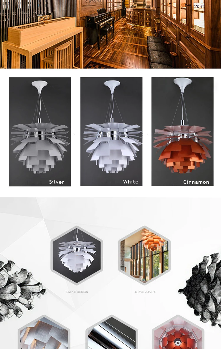 Скандинавский минималистичный алюминиевый подвесной светильник, подвесной светильник для спальни, художественный дизайн из серебряной сосновой проволоки, E27 осветительная лампа