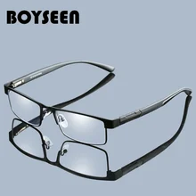 BOYSEEN, мужские очки для чтения из титанового сплава, не сферические, 12 слойные линзы с покрытием, Ретро Бизнес очки по рецепту дальнозоркости