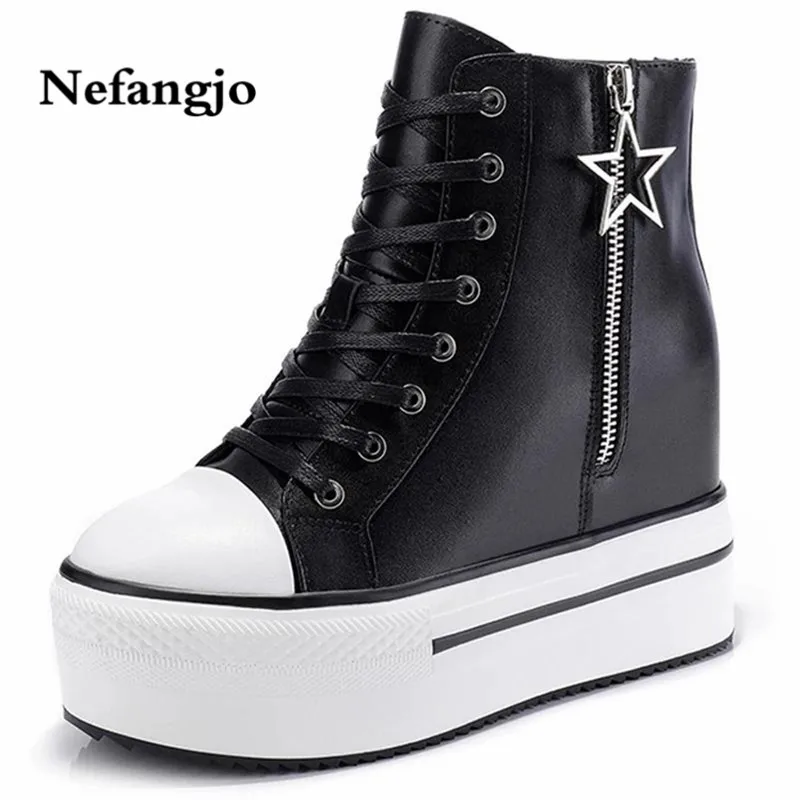 

Neafngjo 2018 Winter Women Shoes Fashion Genuine Leather Zip Thick Bottom Platform Ankle boots For Women Casual Non-Slip Shoes