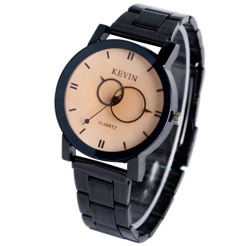 

KEVIN Women Wristwatch Creative Circle Pointer Hands Coffee Dial Stainless Steel Quartz Watch Female Clock for Parties