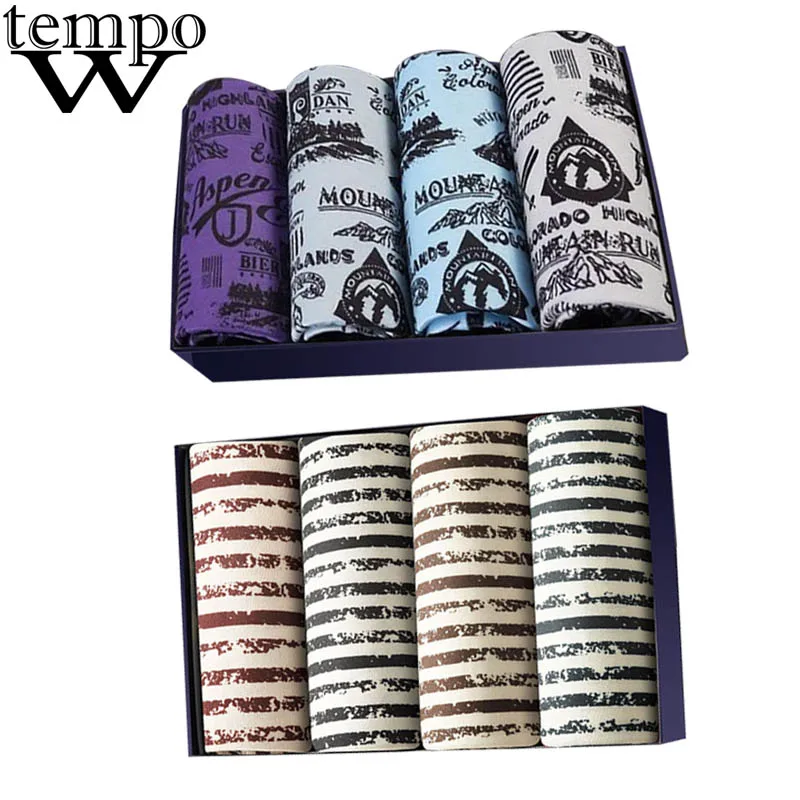 

WTEMPO 8 pcs/lot Brand Underwear Men Shorts Mens Panties Underwear Pour Homme Cotton Stripe Underpants Sexy Comfort Boxers