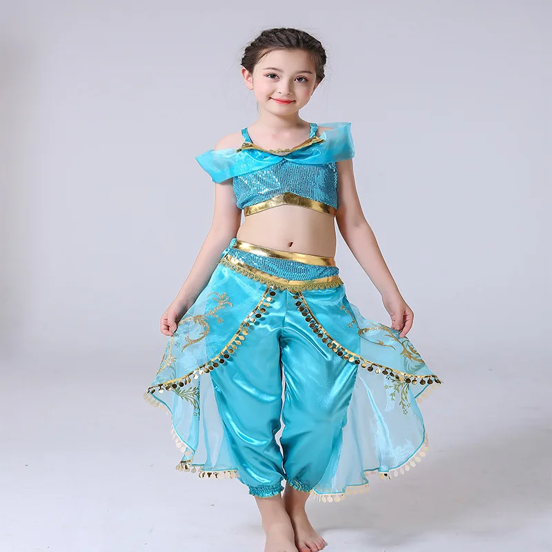 

Christmas new year aladdin and jasmine princess jasmine costume for kids girls children top pants sexy halloween costume girl
