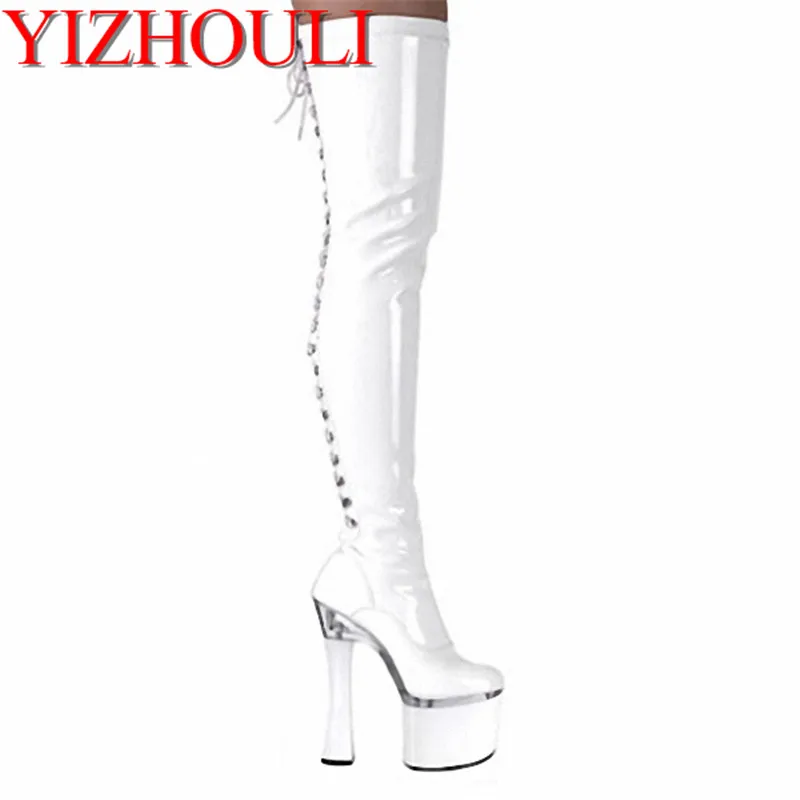 

18CM High-Heeled Shoes Sexy Boots Plus Size Wine Glass With Platform Shoes Sexy Ladies' 7 Inch Thigh High Dance Shoes