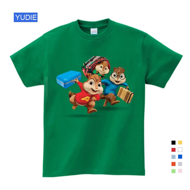 Детская летняя футболка с короткими рукавами; куртки с Элвином и мундучком; белая хлопковая одежда для мальчиков и девочек; От 3 до 9 лет - Цвет: T-shirt7