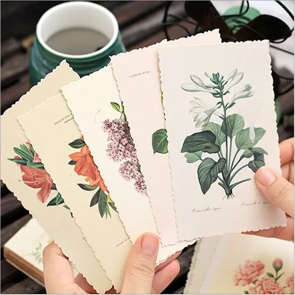 

30Pcs/Pack Retro Season Plants Romantic Flowers Swatch Postcard DIY Envelope Gift Card Mini Message Card Film Paper Bookmark