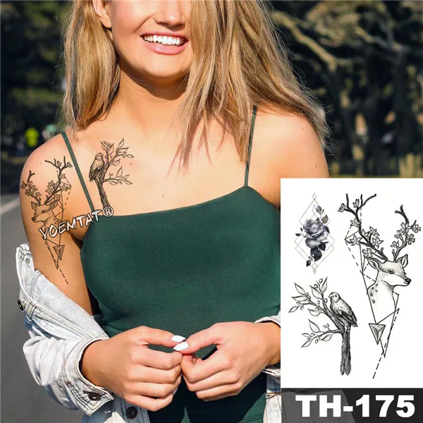 Водостойкая временная татуировка наклейка эскиз цветок лилии узор тату Вода Передача Ласточка боди-арт поддельная татуировка на руку для женщин - Цвет: 07