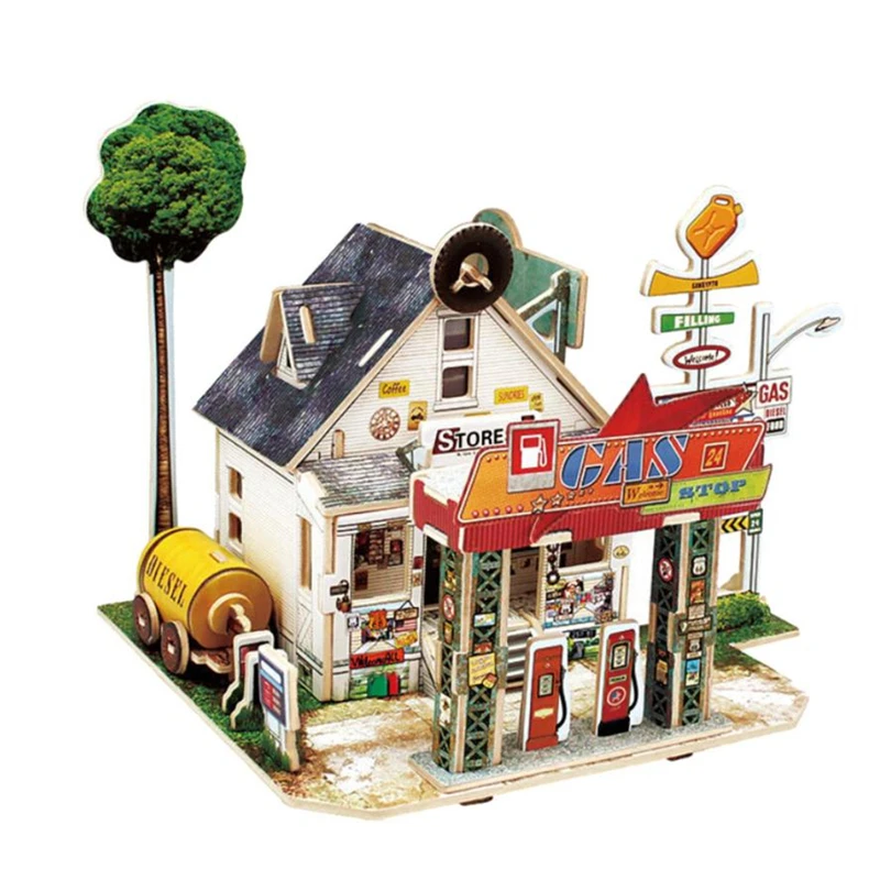  DIY Wooden House Furniture Handcraft Miniature Box Creative Gift Toy 3D Puzzle Wear-resistant Creative C0418#30                01
