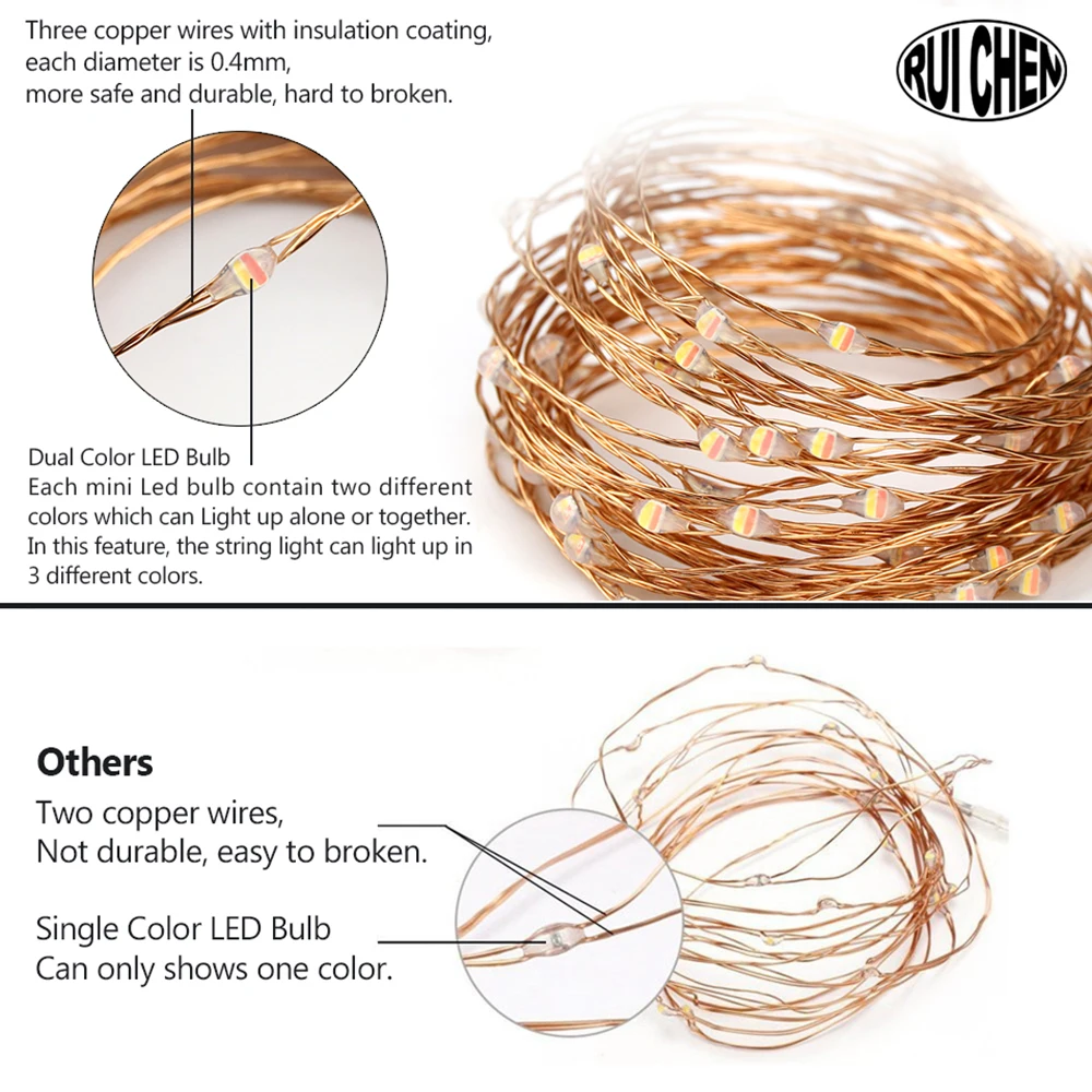 Dual Color LED String Lights Color Changing Plug in, 99Ft 300LEDs 10 Modes Copper Wire Decorative Fairy Lights+Remote control Dual Color LED String Lights Color Changing Plug in, 99Ft 300LEDs 10 Modes Copper Wire Decorative Fairy Lights+Remote control