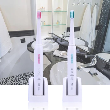 

2pcs/lot Wireless Inductive Electric Toothbrush Waterproof Sonic Rechargeable Tooth brush with Replaceable Brush Adults Children