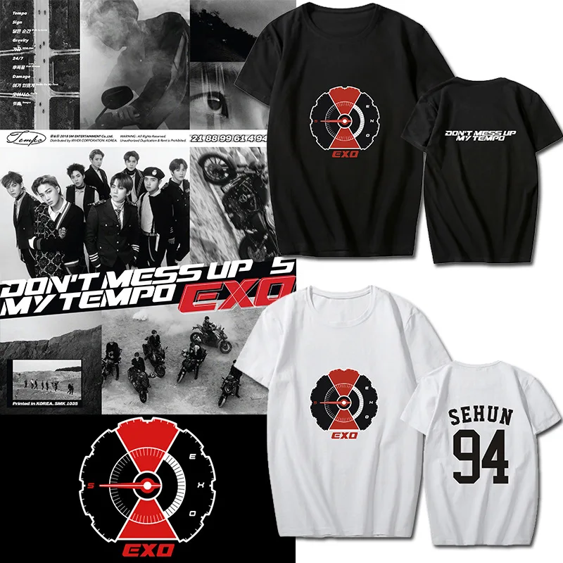 

Exo Don't Mess Up My Tempo T-shirts Kpop Baekhyun Sehun Chanyeol Lay Short Sleeve Tshirts Casual Streetwear Trendy Tee Shirts