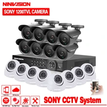 Home CCTV Security 16CH DVR Camera Video system 16pcs Sony 1200TVL Outdoor Weatherproof 3.6mm camera surveillance Kit 16 channel
