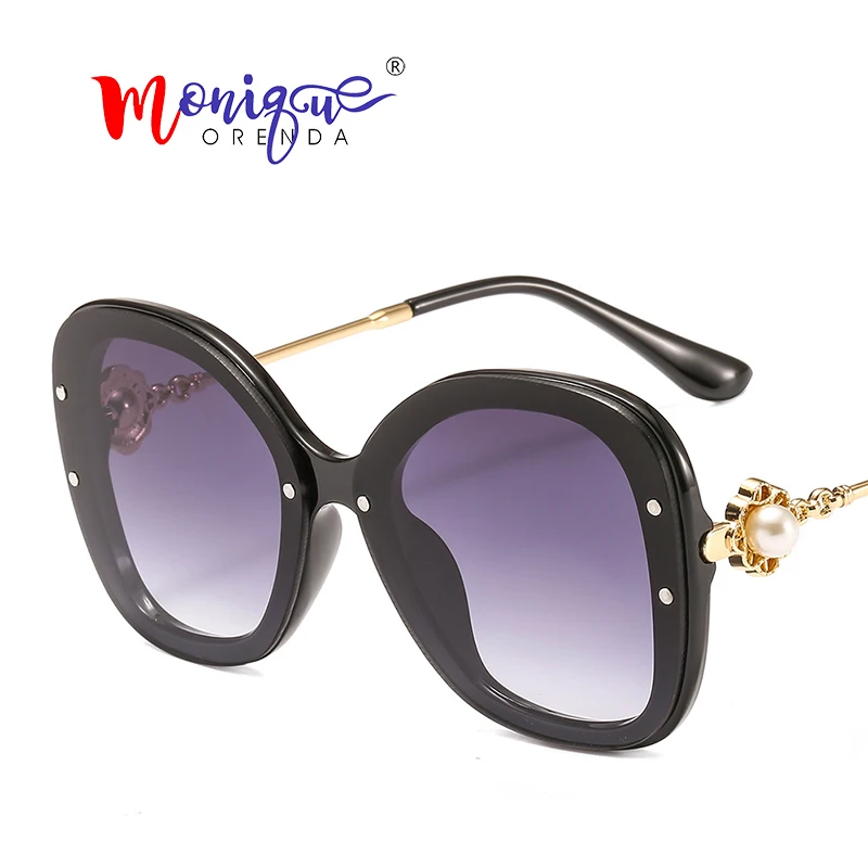 

Vintage Rimless Sunglasses Women Fashion Oversized Gradient Lens Pearl Legs Sun Glasses for Lady Ocean Lens Shades UV400