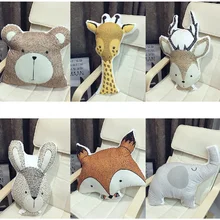 Cute Animals Fox Rabbit Bear Giraffe Deer Elephant Cushion Pillow Baby Calm Sleep Doll Nordic Style