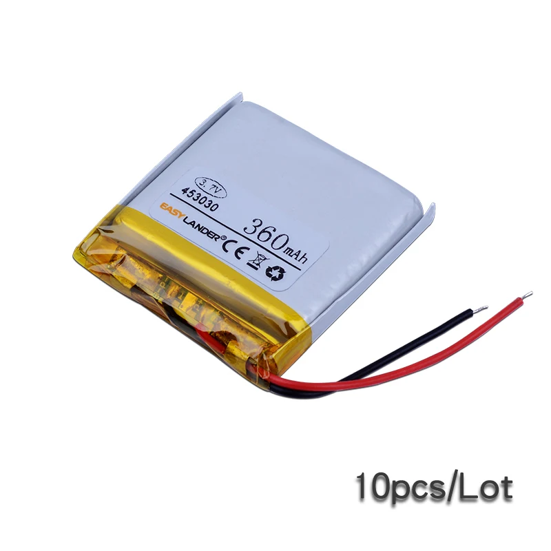 

10pcs/Lot 3.7V 360mAh 453030 Rechargeable li Polymer Li-ion Battery For bluetooth Watch pen GPS PSP DVR MP3 MP4 MP5 speaker