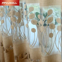 Custom Embroidered Translucidus Tulle Curtains for Living Room Window Curtains for Bedroom Kitchen Modern Sheer Voile Drapes