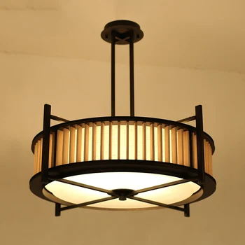 

Chinese Retro Wood Pendant Lamp Living Room Study Metal Led Chandelier Corridor Staircase Interior Deco Hanglamps Light Fixtures