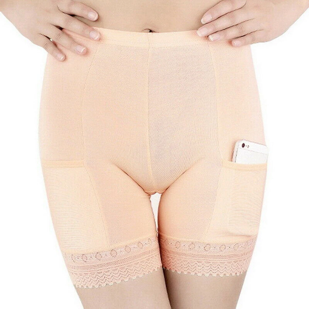 

Women Safety Pants Pocket Female Summer Lace Bottoming Seamless Ladies Underwear Casual Panty Solid Girls Large Size L-XXXL