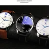 YAZOLE-reloj de pulsera de cuero para hombre, cronógrafo de cristal azul, resistente al agua, masculino ► Foto 3/6