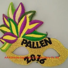 Китайская вышитая аппликация на заказ Вышивка Красивая маска логотип для праздника фестиваль одежда из железа на патч