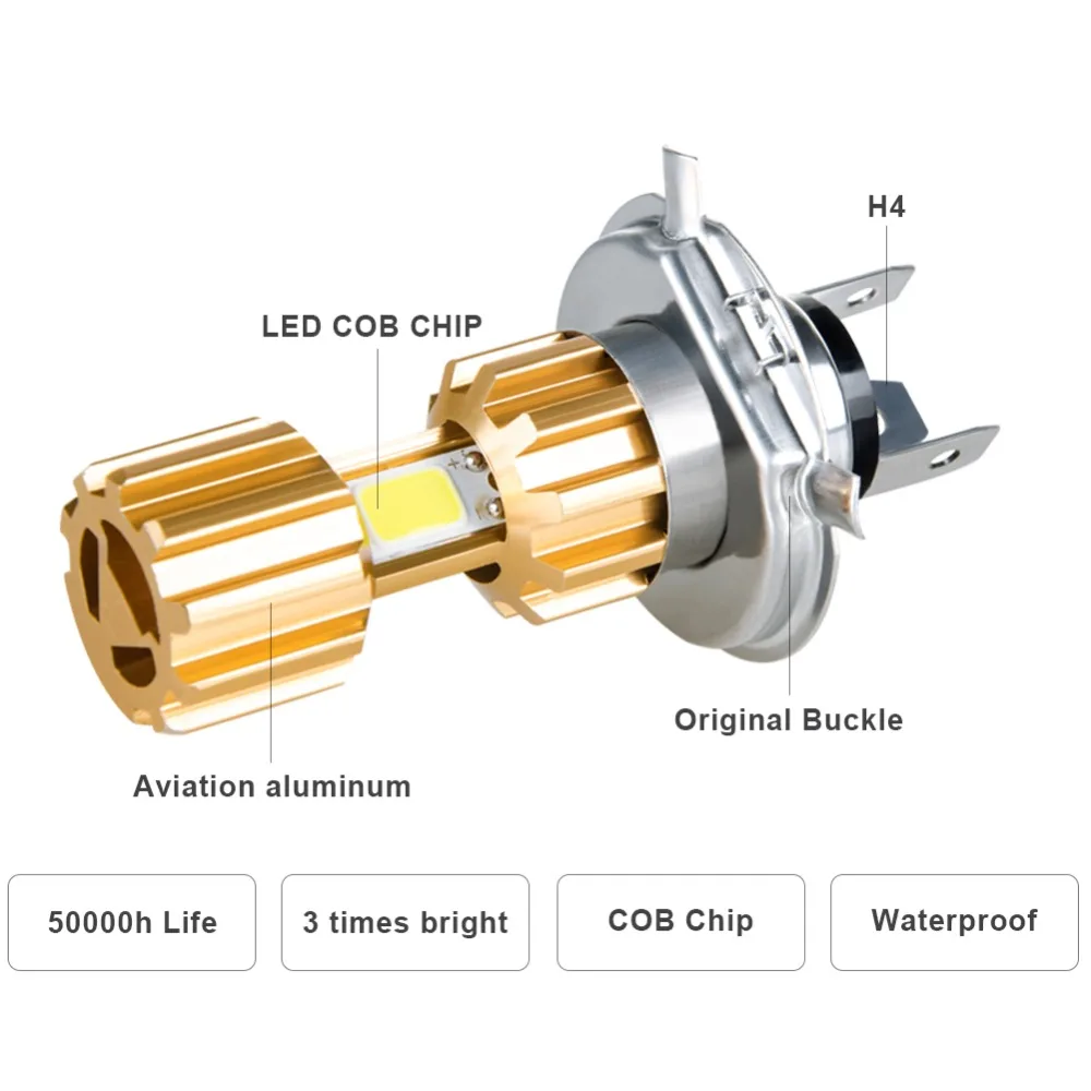 Foxcncar LED H4 COB 6500K фары для мотоцикла лампы 12V 24V мотоцикл велосипед мопед скутер