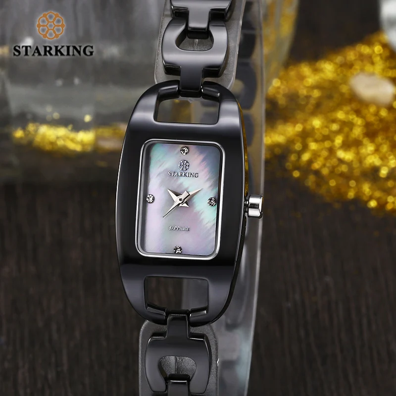 STARKING Relogio Feminino женские часы с керамикой Высокое качество модные черные 3ATM