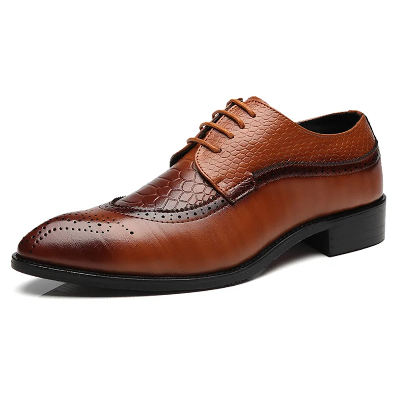WULFUL Mens Leather Dress Oxfords Shoes Business Retro Gentleman 