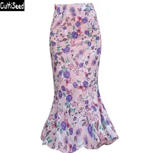 Cultiseed женская летняя юбка женский принт шифоновая труба юбка для вечерние женская элегантная для работы в офисе тонкая бедра оборки юбка