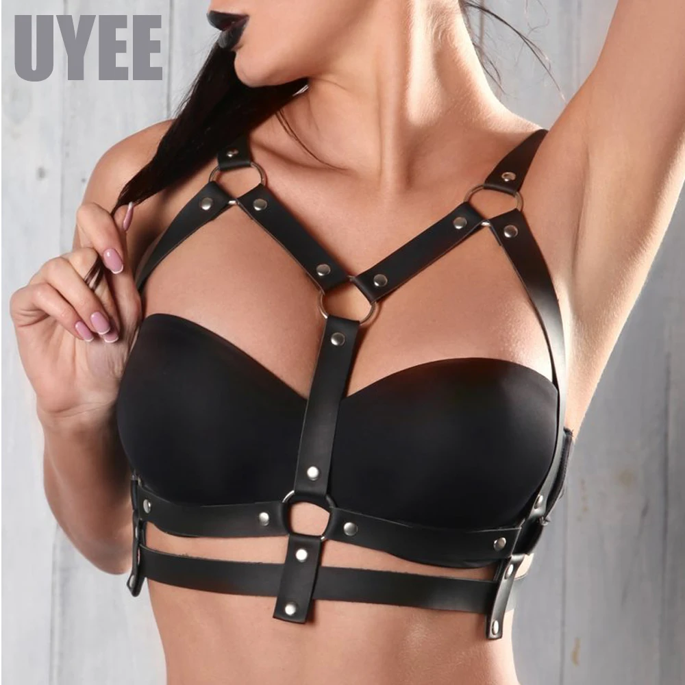 

UYEE Punk Goth Leather Harness Body Bondage Garters Belt Cage Sculpting Leather Waist Belt Chest Suspenders BDSM Straps LB-059