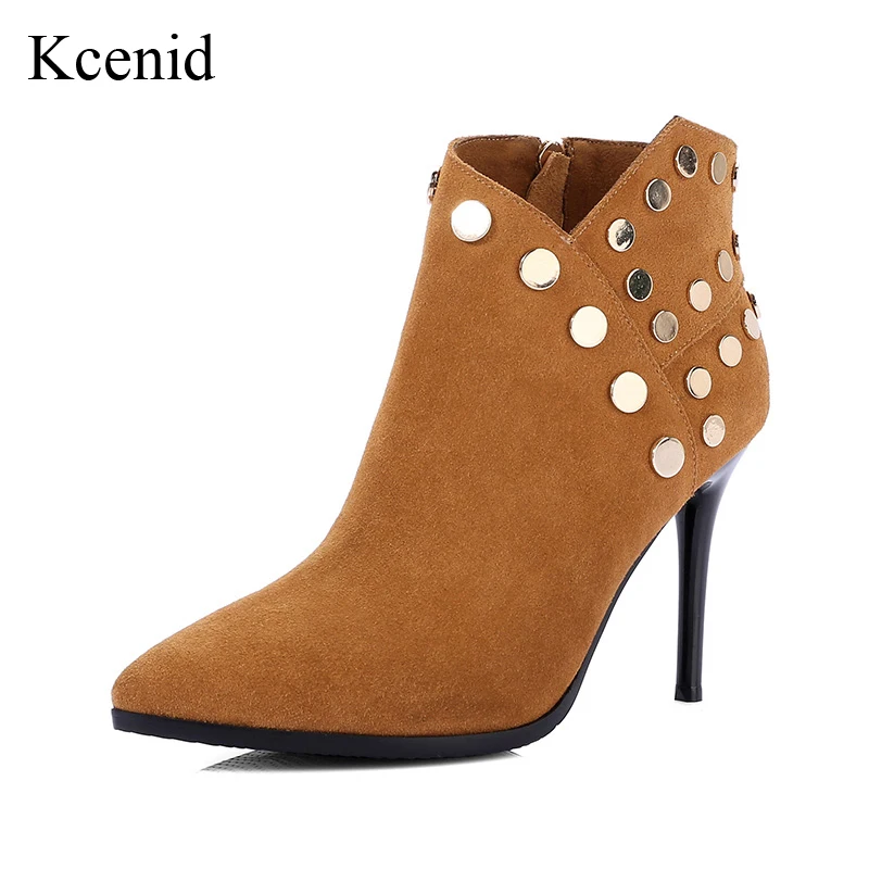 suede high heel ankle boots