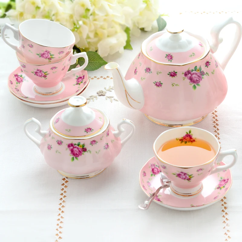 

Color Enamel Coffee Pot Sugar Cans Milk Kettle Creative Bone China Drinkware Ceramic Set