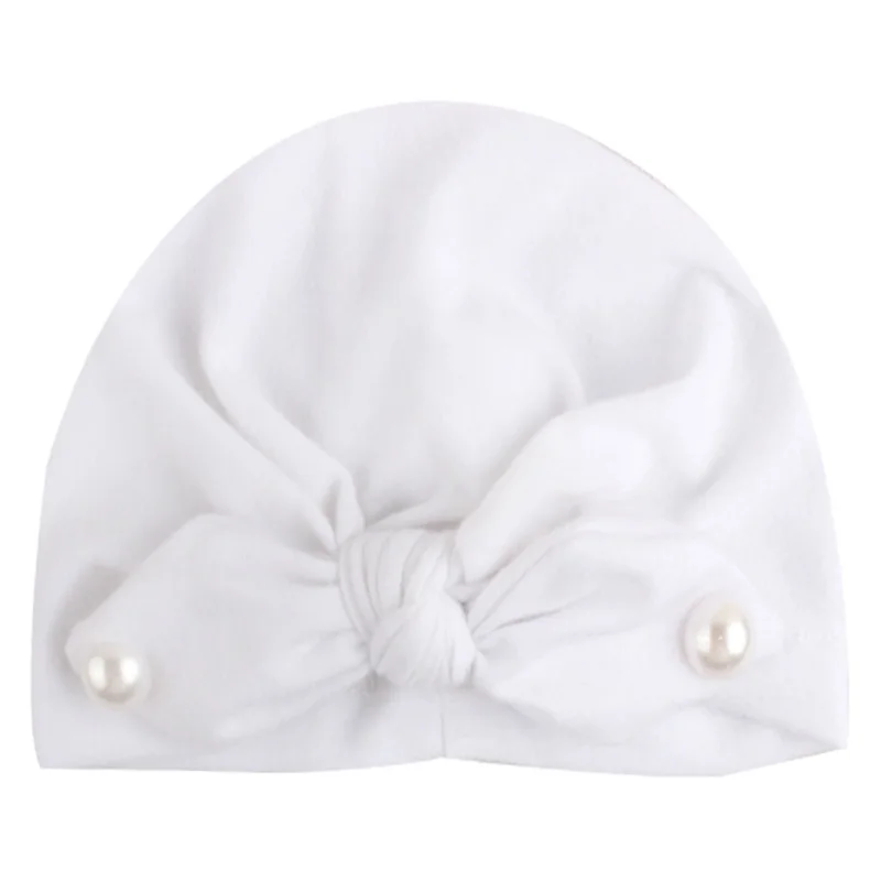Модная шапочка для маленьких девочек с бантом, карамельный цвет, детская шапочка, аксессуары, 1 шт - Цвет: White