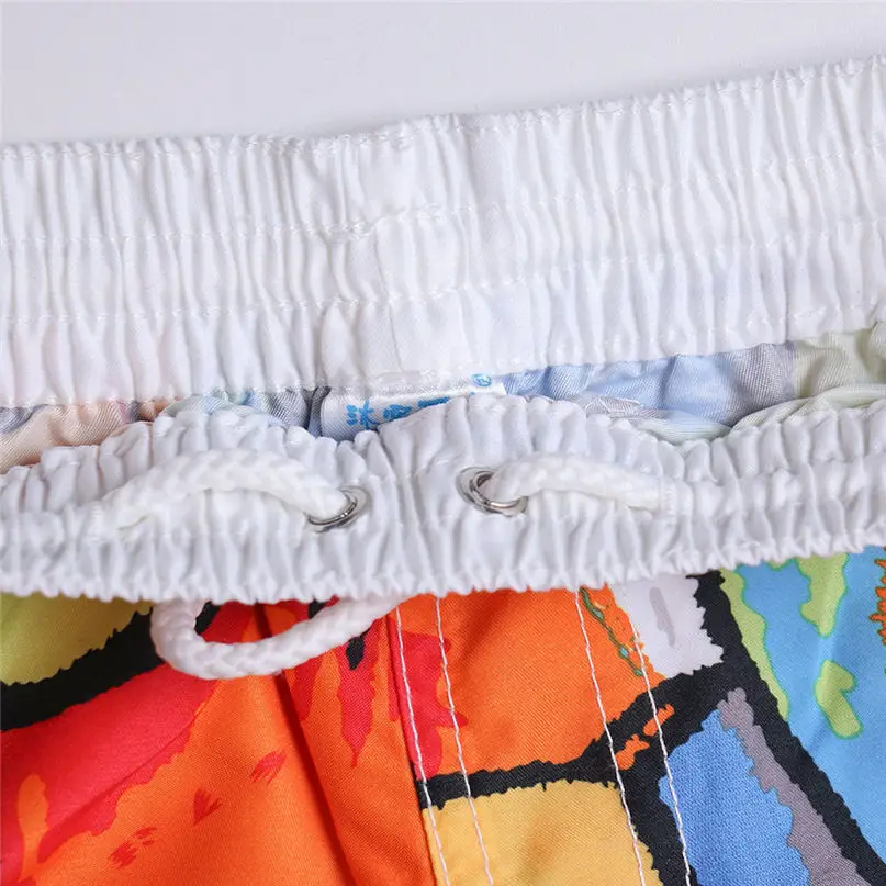 Beach Shorts Men Trunks Anti-UV Quick Dry Shorts Printing Swimming Surfing Shorts Summer Draw String Elastic Waist Shorts #2d27 (3)