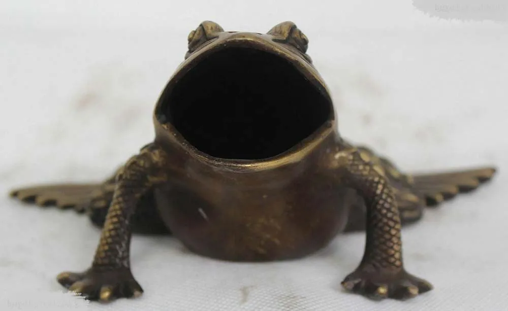

DS DS 3"China Chinese Folk Fengshui Purple Bronze Lucky Lifelike animal Frog Statue