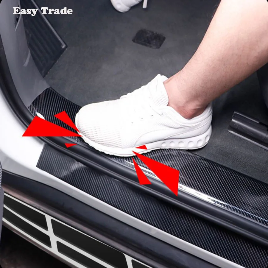 

Car styling Carbon Fiber Rubber Door Sill 5D Car Stickers Protector Goods For Renault Kadjar Accessories 2017 2018 2019