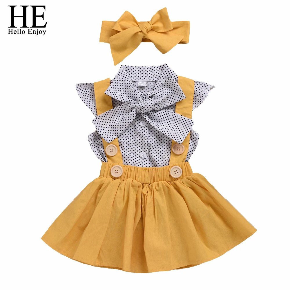 

HE Hello Enjoy Girls Clothing Sets 2019 Summer Cotton Vest Two-piece Sleeveless Children Sets Casual Fashion Girls Clothes Suit