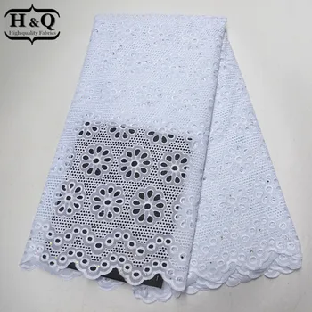 

2019 High Quality African Lace Fabric Swiss voile lace fabric in Switzerland Nigerian 5yards/pcs 100% Cotton Fabric For Wedding