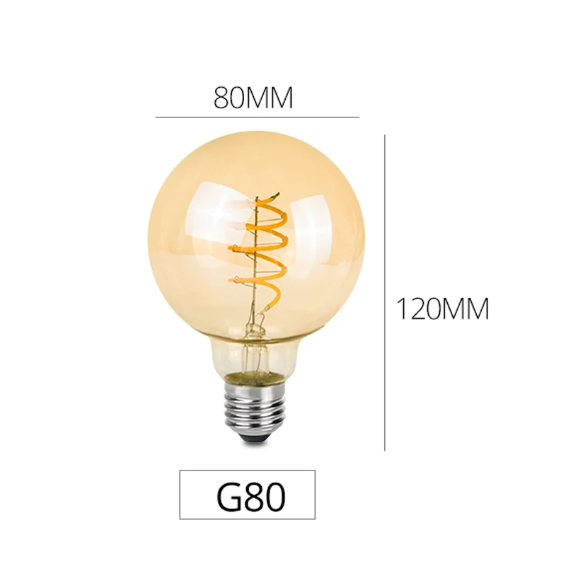 Затемняемый 3 Вт винтажный светодиодный светильник Эдисона, Сменные лампы накаливания E27 220 в 85-265 в Ретро лампа ST64 A60 G80 G95 Светодиодный светильник накаливания - Цвет: G80