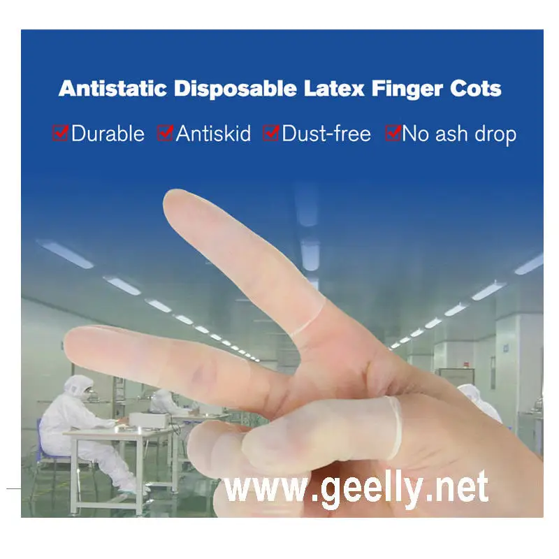 Antistatic disposable latex finger cots