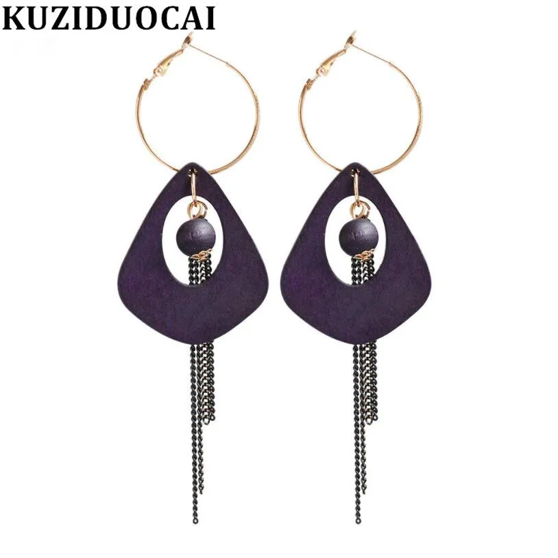 Kuziduocai новые модные ювелирные изделия круглые бусины древесные капли кисточки