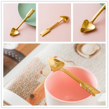 

Creative Cupid Arrow Love Spoon Stainless Steel Coffee Spoon Baking Kitchen Tools Dessert Spoon Stirring Spoon