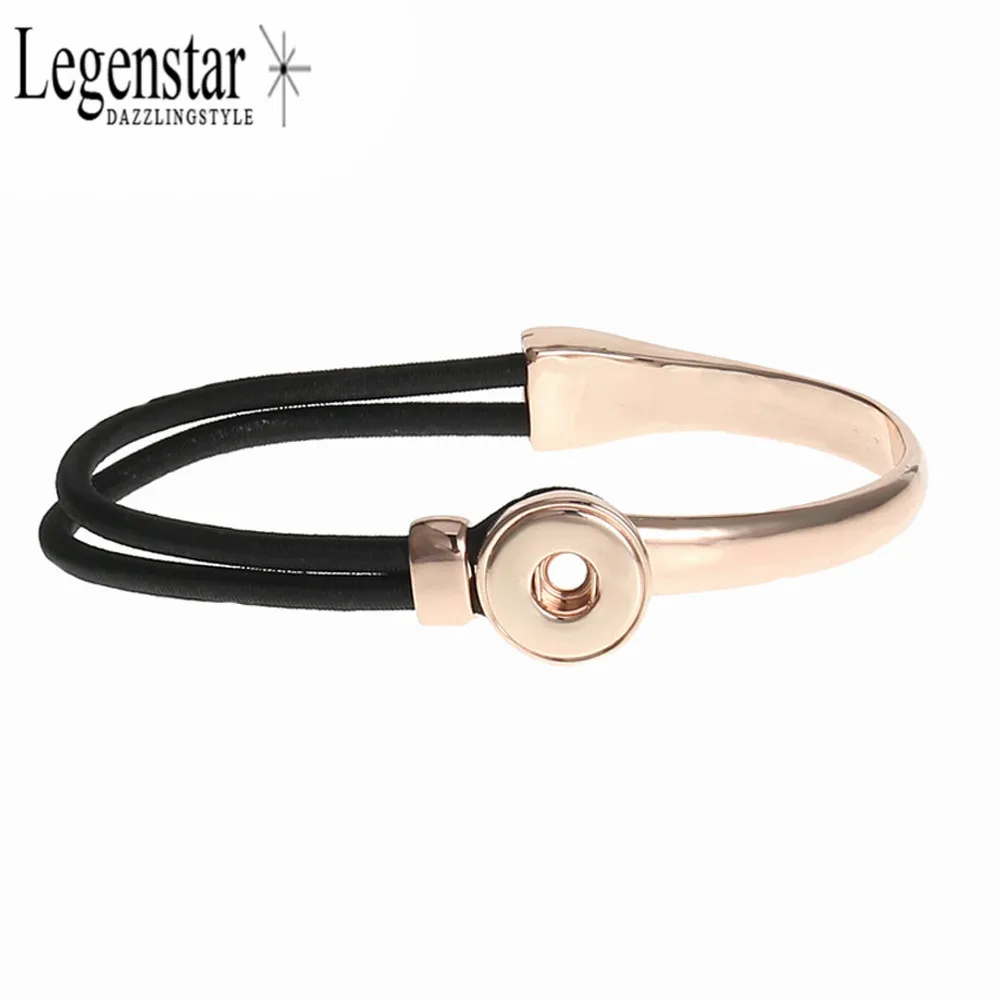 

Legenstar 12mm Snap Button Bracelet Rose Gold Charms Snap Bracelet With Elastic Rope Chain Interchangeable Jewelry For Women